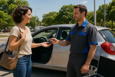 Profissional abrindo um carro com ferramentas de chaveiro.